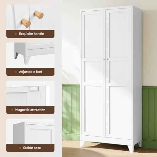 75" H Metal Storage Cabinet with 2 Doors and 4 Shelves