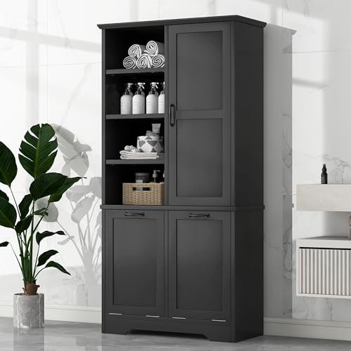68" Tall Bathroom Storage Cabinet with Door and 2 Tilt