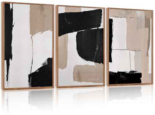 Large Abstract Neutral Framed Canvas Wall Art