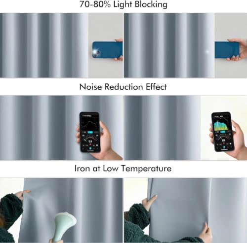 Light Blue Back Tab Blackout Curtains 52x84 Inch Length 2 Panels Set (2 Count)