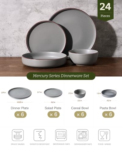 Mercury 24 Piece Stoneware Plates and Bowls