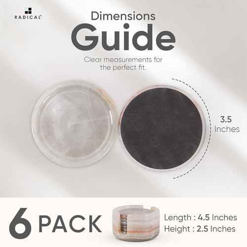 Round Marble Coasters Set of 6 with Holder