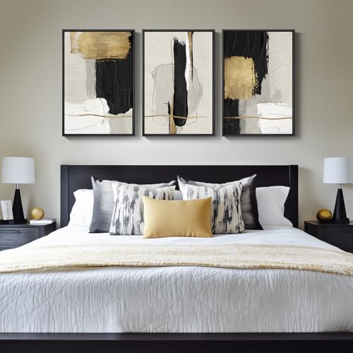 Framed Modern Black and White Abstract Wall Art for Living Room (3 Count)