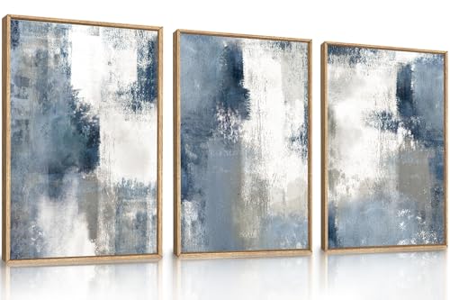 Large Abstract Brush Strokes Framed Canvas Wall Art Set (3 Count)
