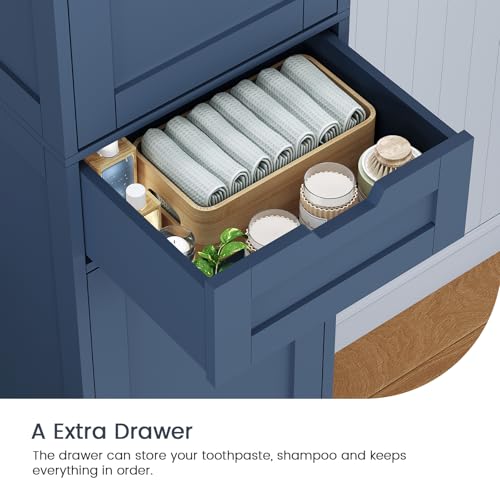 66.9" Tall Bathroom Storage Cabinet with 2 Doors & 1 Drawer