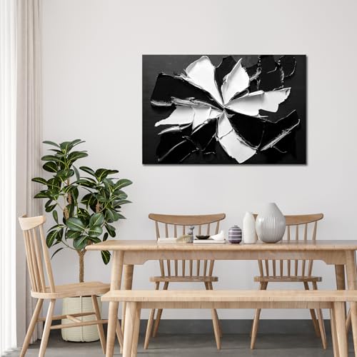 Abstract Wall Art Decor Modern Minimalist Wall Art Pictures for Living Room Black and White Wall Art Prints Abstract Canvas Art Wall Decor Flowers Artwork for Walls Office Home Decoration 32" X 48"
