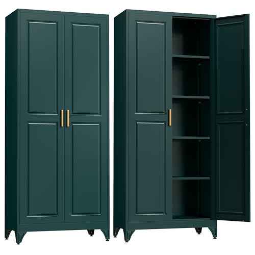 75”Metal Pantry Storage Cabinet with Doors & 4 Adjustable Shelves