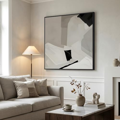 Extra Large Framed Black White Abstract Wall Art for Living Room