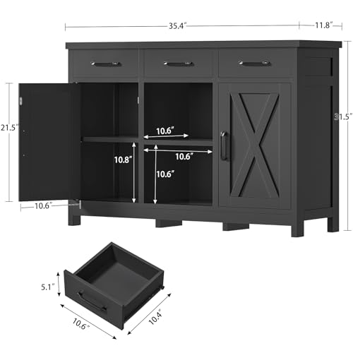 Coffee Bar Cabinet with 3 Drawers