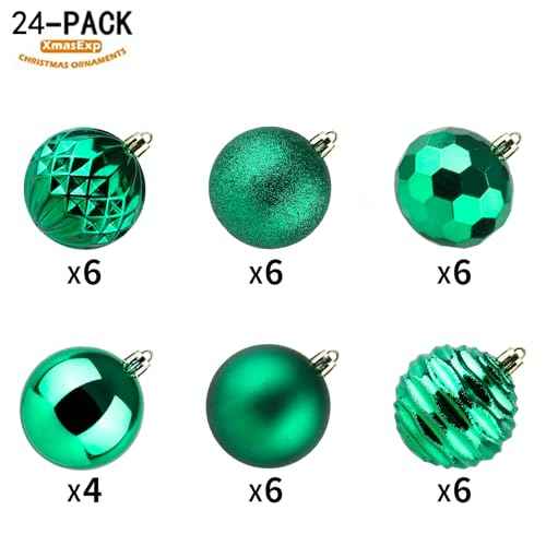 24ct Christmas Ball Ornaments Shatterproof Xmas Tree Hanging Balls Decorations Perfect for Holiday Wedding Christmas Decor (24 Count)