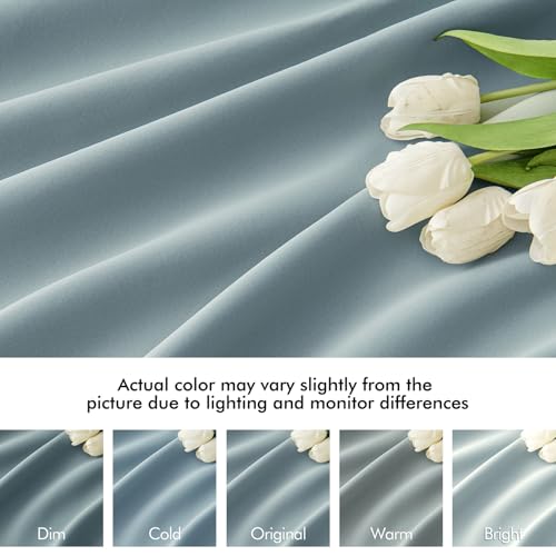 Slate Blue Back Tab Blackout Curtains 52x72 Inches Long 2 Panels Set (2 Count)