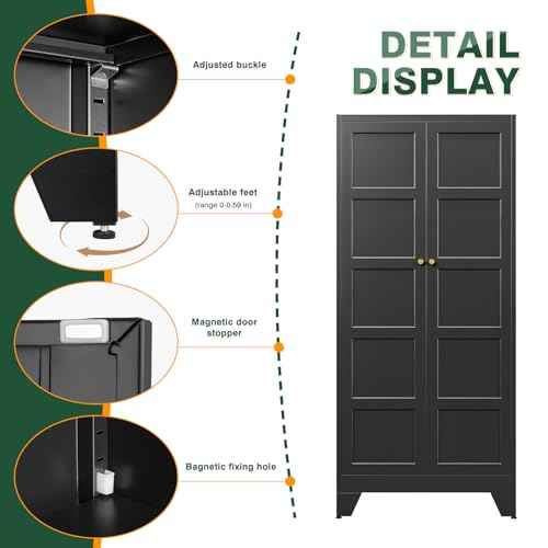 71" H Metal Storage Cabinet with 2 Doors and 4 Shelves