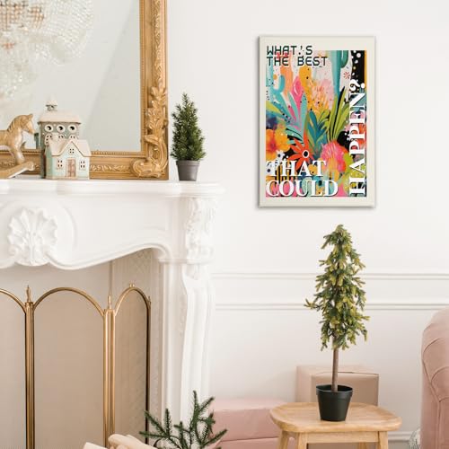 What's the Best That Could Happen Maximalist Floral Framed Canvas Painting Wall Art Decor