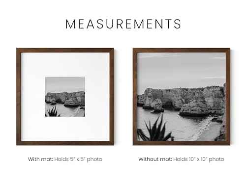 Walnut Oak Wood 10x10 Picture Frame Matted to 5x5 (3 Count)