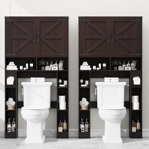 Home Space Saving Toilet Rack with 2 Barn Doors