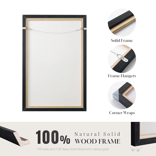 Large Framed Black Grey and Gold Abstract Wall Art for Living Room