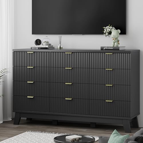 Fluted Dresser for Bedroom with 12 Drawers