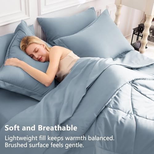 Oversized King Comforter Set Dusty Blue