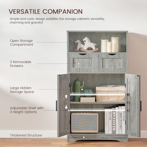 Storage Cabinet with 2 Drawers & 2 Adjustable Shelves
