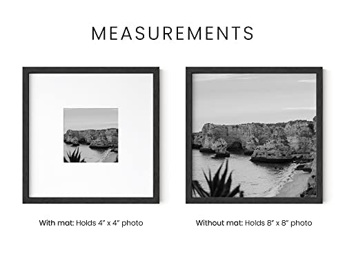 Solid Oak Wood 8”x8” Picture Frames Matted to 4”x4” Set of 6 (6 Count)