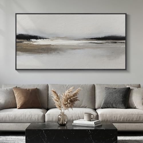 Large Framed Black and White Abstract Wall Art for Living Room
