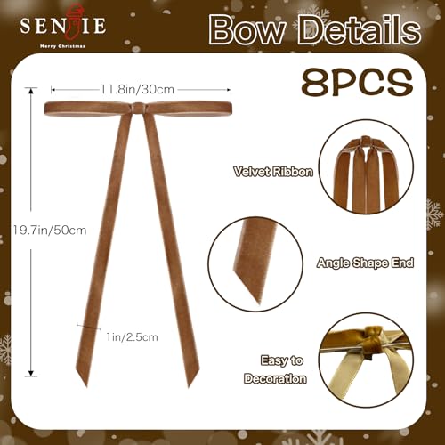 8Pcs Large Velvet Bows for Christmas Tree (8 Count)