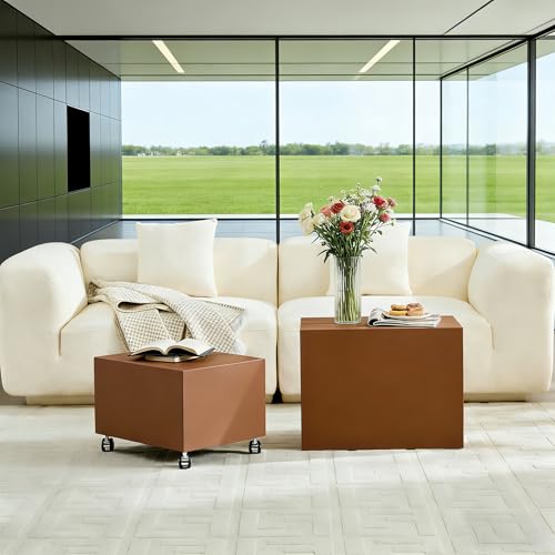 23.62" Modern Leather Coffee Table Set