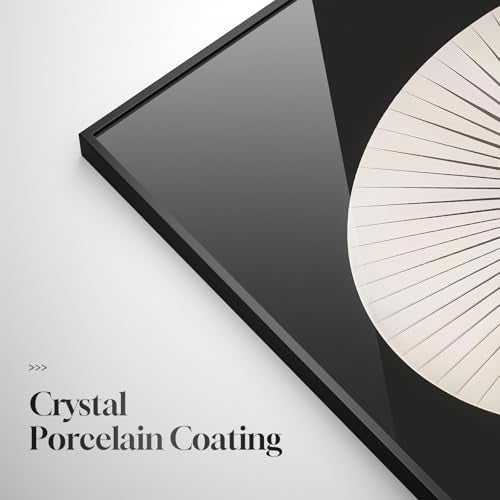 Large Framed Black and White Geometric Abstract Wall Art