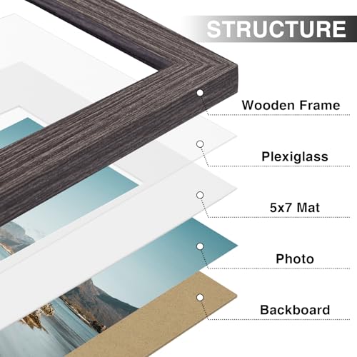 8x10 Picture Frames Set of 9 for Wall Mount & Tabletop (9 Count)
