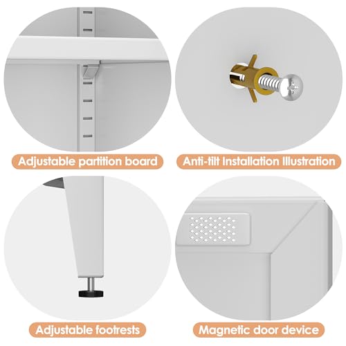63.58 in Metal Pantry Cabinet with Adjustable Shelves