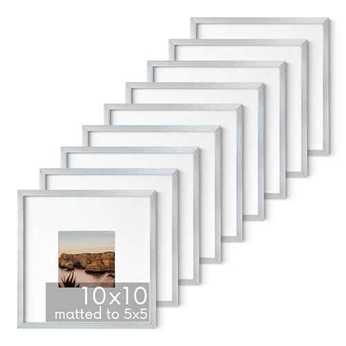 10x10 Silver Metal Picture Frames Matted to 5x5