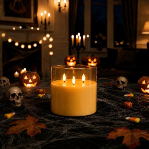 Amber Large Glass Flameless LED Candle