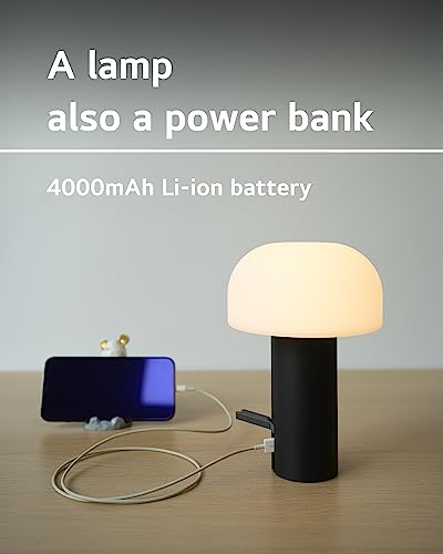 Small Cordless Mushroom Table Lamp