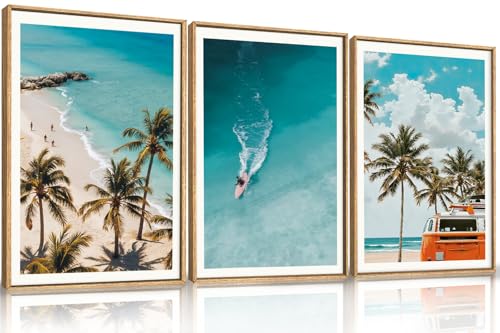 Large Nature Surfboard Beach Framed Canvas Wall Art
