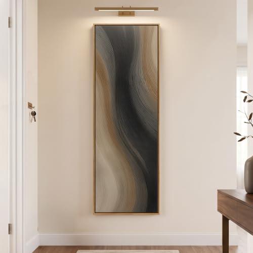 Large Framed Neutral Black Brown Abstract Wall Art for Living Room