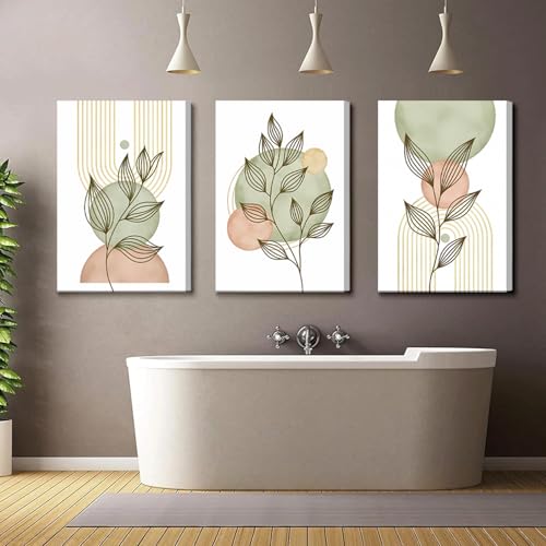 3Pcs Framed Sage Green Boho Canvas Wall Art (3 Count)