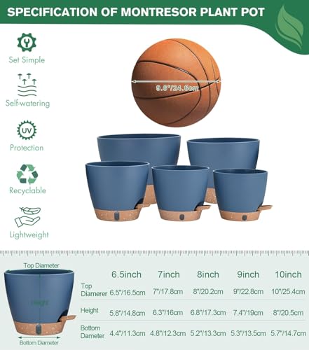 5 Pack Self Watering Pots for Indoor Outdoor Plants (5 Count)