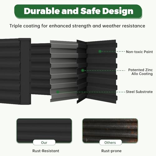 8x4x3ft Outdoor Metal Raised Garden Bed (2 Count)