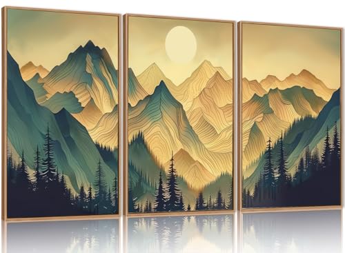 Mountains Forests Framed Canvas Wall Art Set