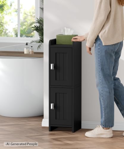 Small Bathroom Cabinet Narrow Toilet Paper Organizer Black
