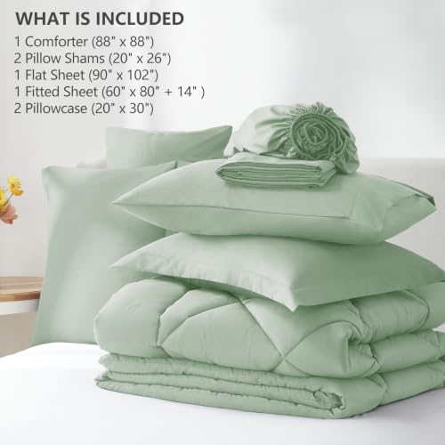 Queen Comforter Set with Sheets Sage Green