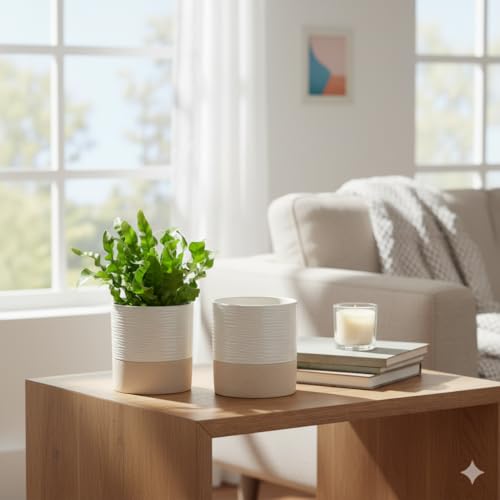 Ceramic Self Watering Plant Pot for Indoor Plants (2 Count)