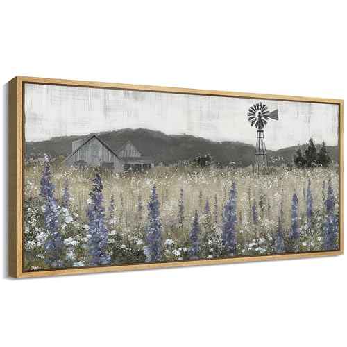 Extra Large Framed Canvas Print Wall Art Rustic Farmhouse Landscape Barn