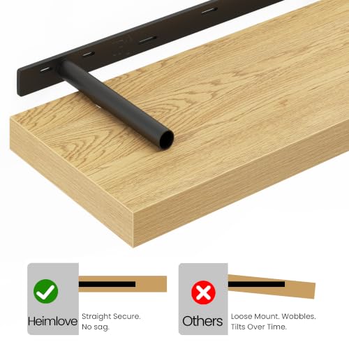Floating Shelves 39.4" W x 9.3" D Oak Set of 2 (2 Count)