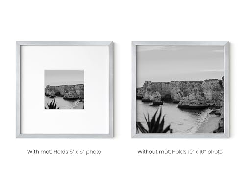 10x10 Silver Metal Picture Frames Matted to 5x5