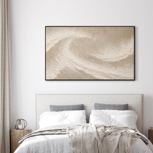 36"x60" Extra Large Framed Wall Art Soft Sand Wave Abstract Neutral Illustration for Home Living Room Bedroom Decor