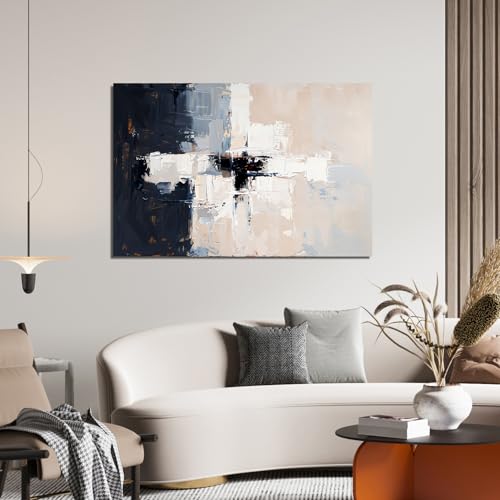 Modern Black and White Abstract Canvas Wall Art for Living Room 24" X 36"