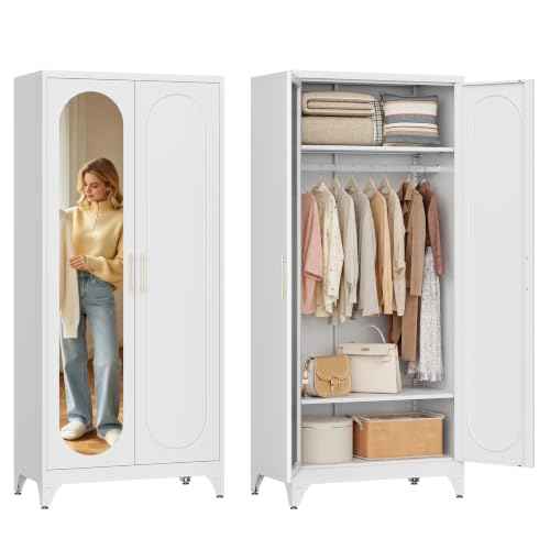 71" Tall Armoire Wardrobe Closet with Mirror