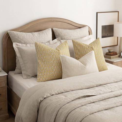 Decorative Floral Print Throw Pillow Covers 18×18 Light Yellow (2 Count)