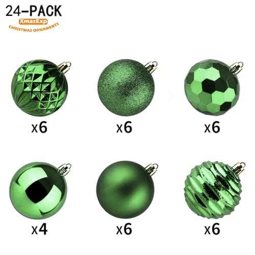 24ct Christmas Ball Ornaments Shatterproof Christmas Ornaments Set Decorations for Xmas Tree Balls 60mm2.36 (24 Count)